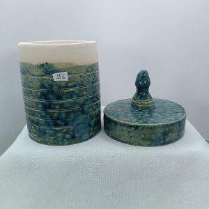 Boîte Céramique Avec Couvercle Bleue Effet Mer