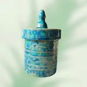 Boîte Céramique Avec Couvercle Bleue Effet Mer