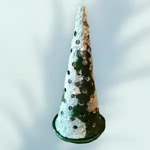 Photophore Grand Sapin de Noël Vert Enneigé et LED