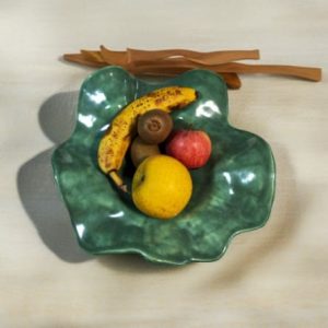 Corbeille à Fruits Design en Céramique Vert à effets